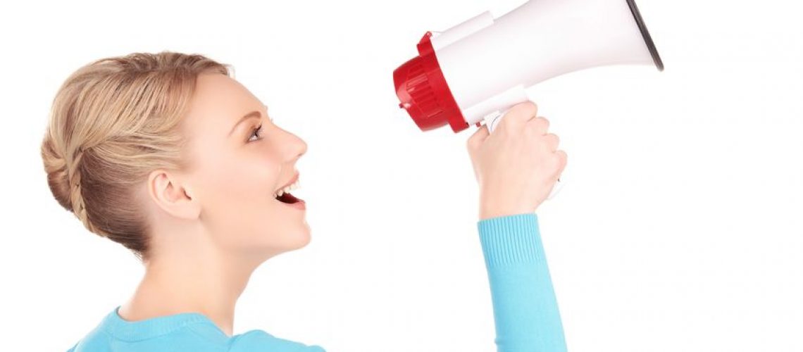 6941705 - picture of woman with megaphone over white